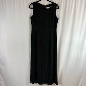 La volvo colección Elegant Black Beaded Sleeveless Maxi Dress Size:40